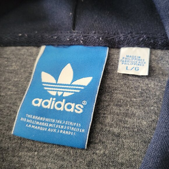 Adidas Navy Blue Hoodie with White Stripes - Picture 6 of 11